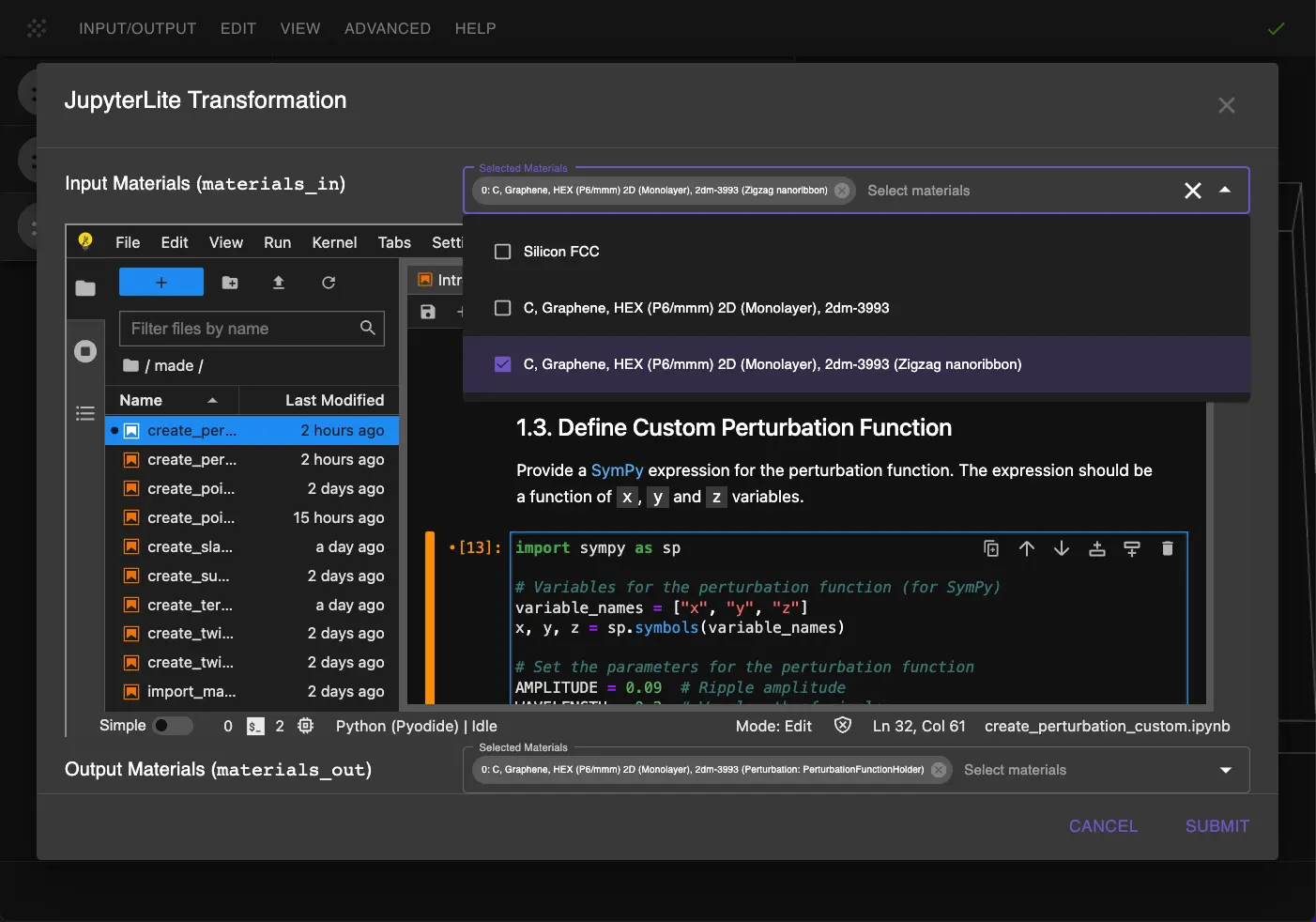 Setup Perturbation Function